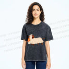 Unisex Halloween Dachshund Printed Washed Tee