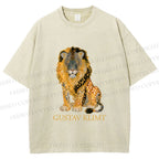 Unisex Klimt Lion Printed Washed Tee