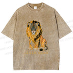 Unisex Klimt Lion Printed Washed Tee