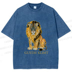 Unisex Klimt Lion Printed Washed Tee