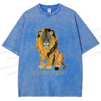 Unisex Klimt Lion Printed Washed Tee