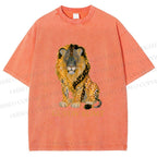 Unisex Klimt Lion Printed Washed Tee