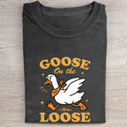 Funny Goose on The Loose Folded Washed T-shirt