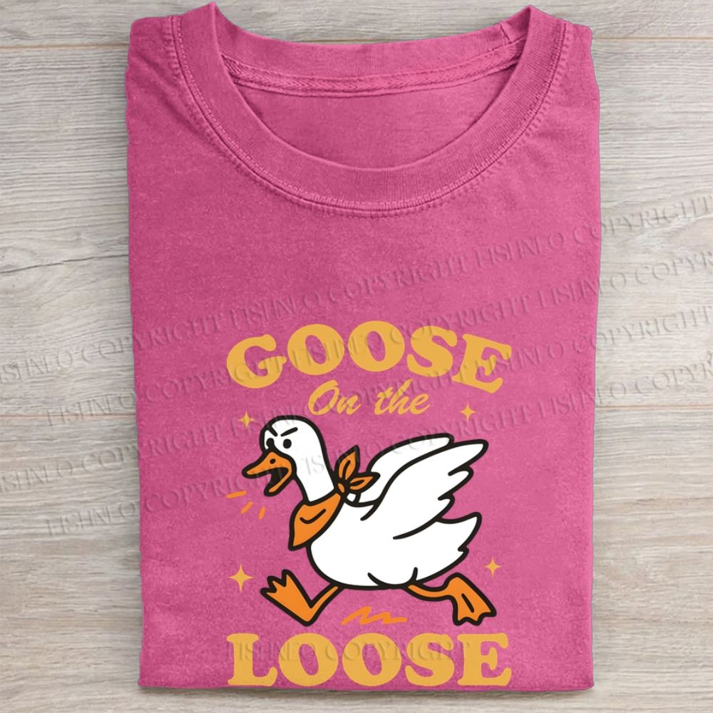 Funny Goose on The Loose Folded Washed T-shirt