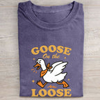 Funny Goose on The Loose Folded Washed T-shirt
