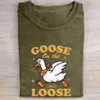 Funny Goose on The Loose Folded Washed T-shirt