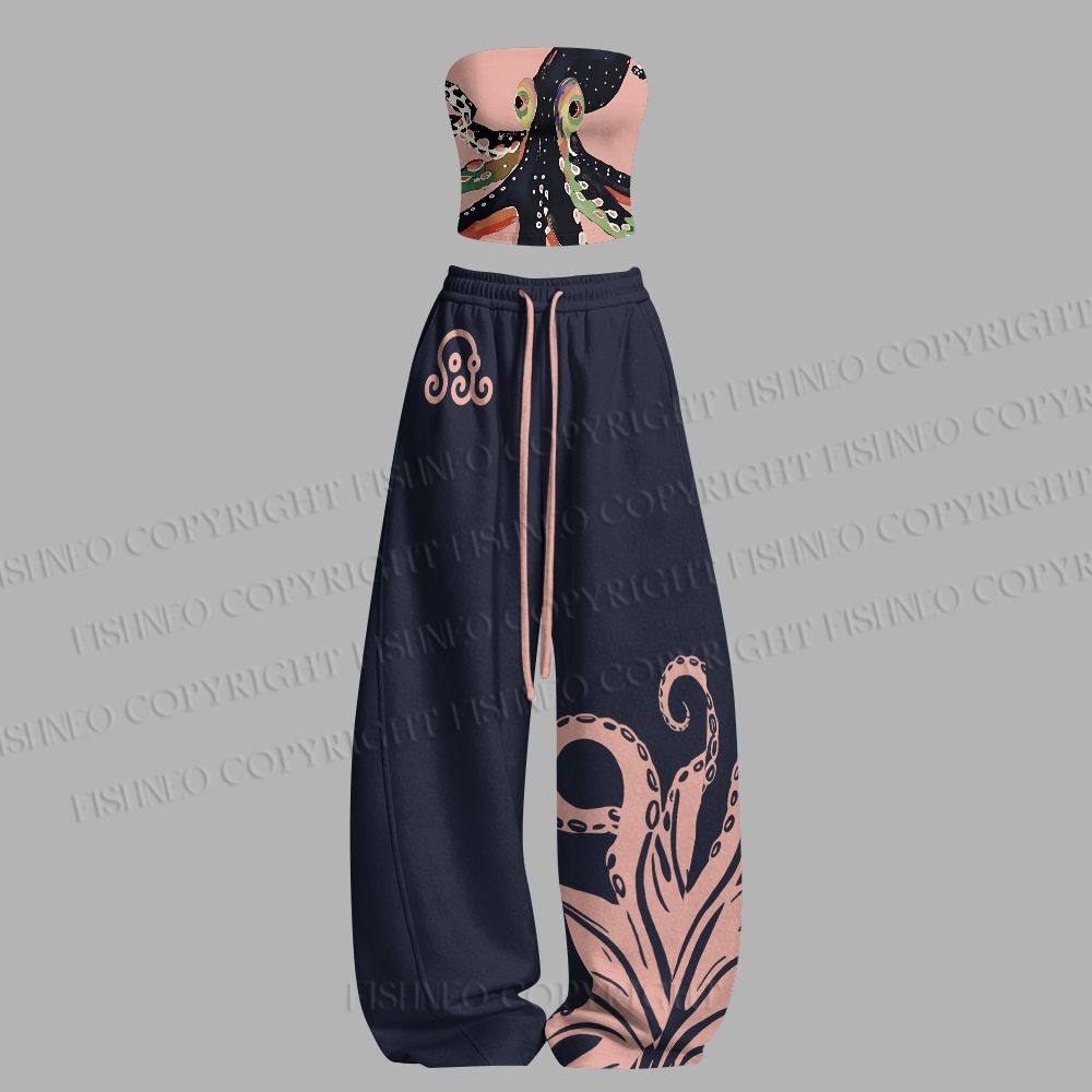 Octopus Tight Casual Camisole Tops & Elasticated Trousers Two-Piece Set