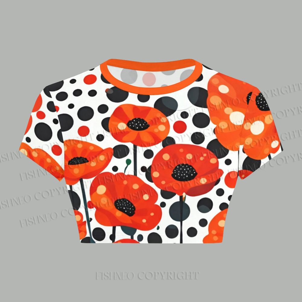 Japanese Yayoi Kusama Flower Women T-Shirt  & Elasticated Trousers Two-Piece Set