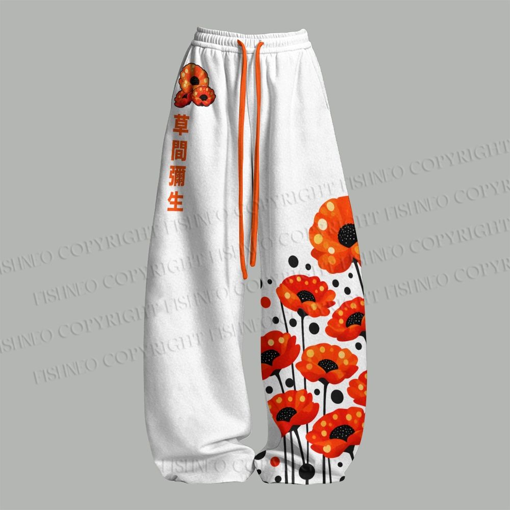 Japanese Yayoi Kusama Flower Women T-Shirt  & Elasticated Trousers Two-Piece Set