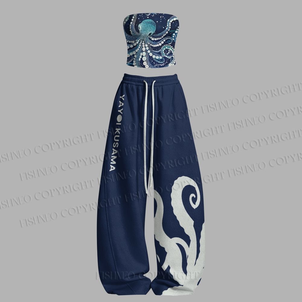 Yayoi Kusama Octopus Tight Casual Camisole Tops & Elasticated Trousers Two-Piece Set