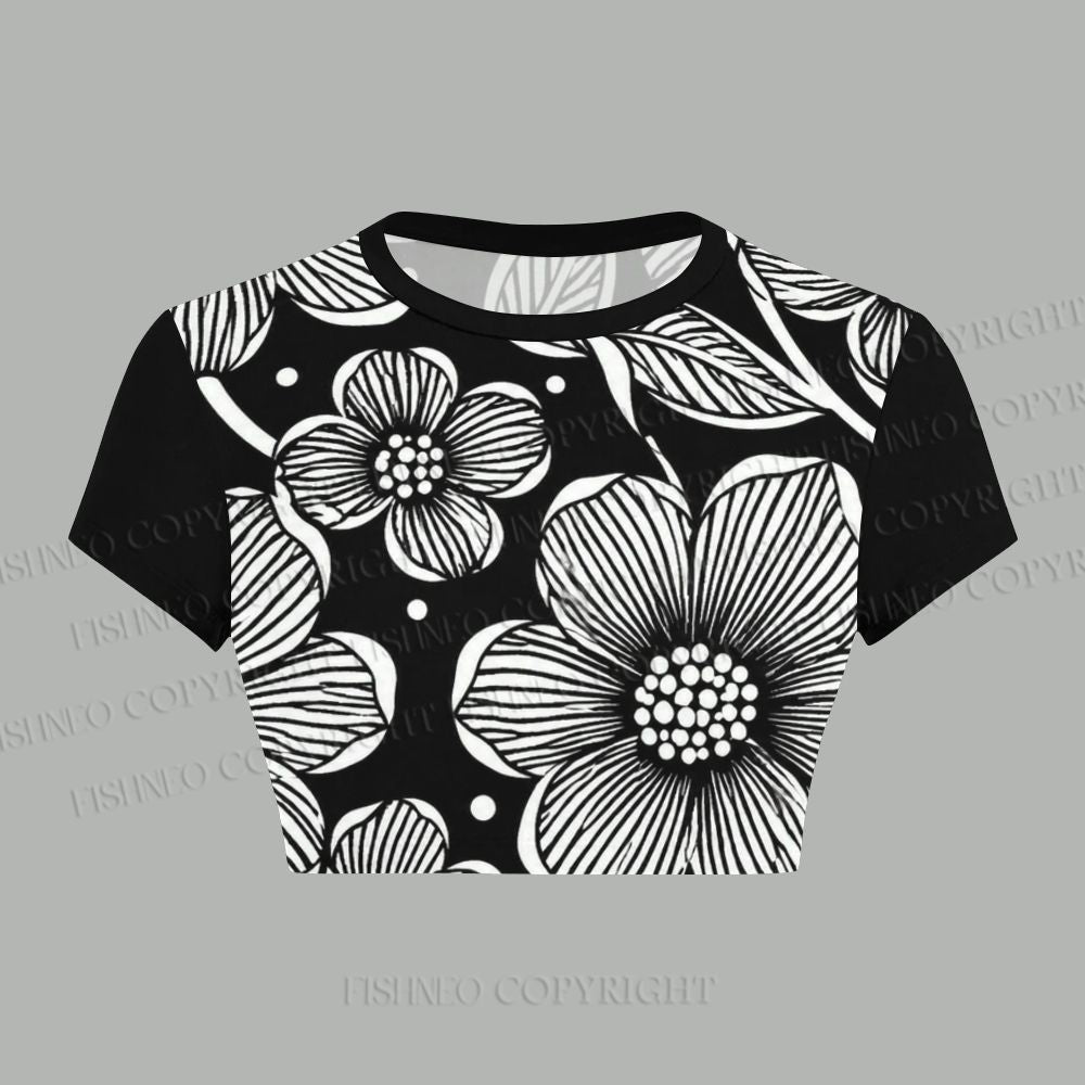 Yayoi Kusama Black Flower Women T-Shirt  & Elasticated Trousers Two-Piece Set