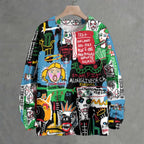 Jean-Michel Basquiat Style Doodle Crew Neck Sweater