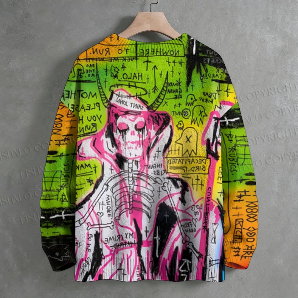 Jean-Michel Basquiat Style Doodle Crew Neck Sweater