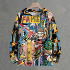Jean-Michel Basquiat Style Doodle Crew Neck Sweater
