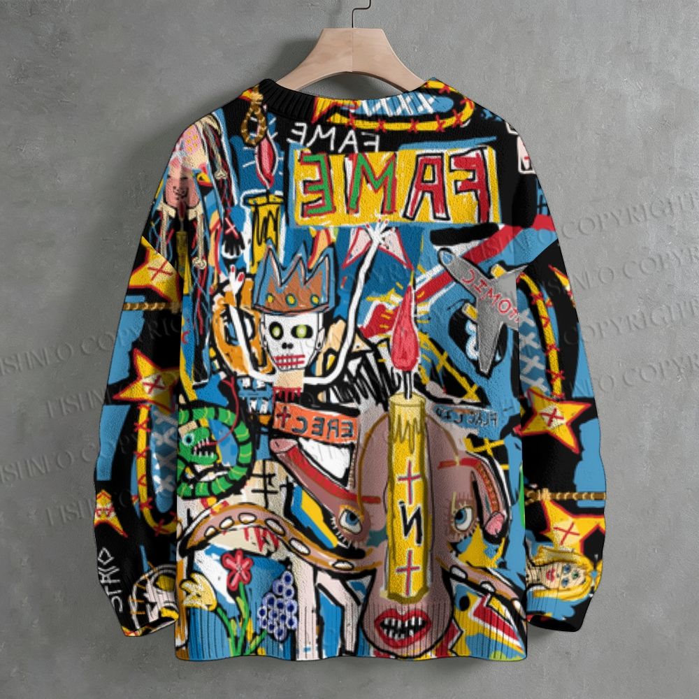 Jean-Michel Basquiat Style Doodle Crew Neck Sweater