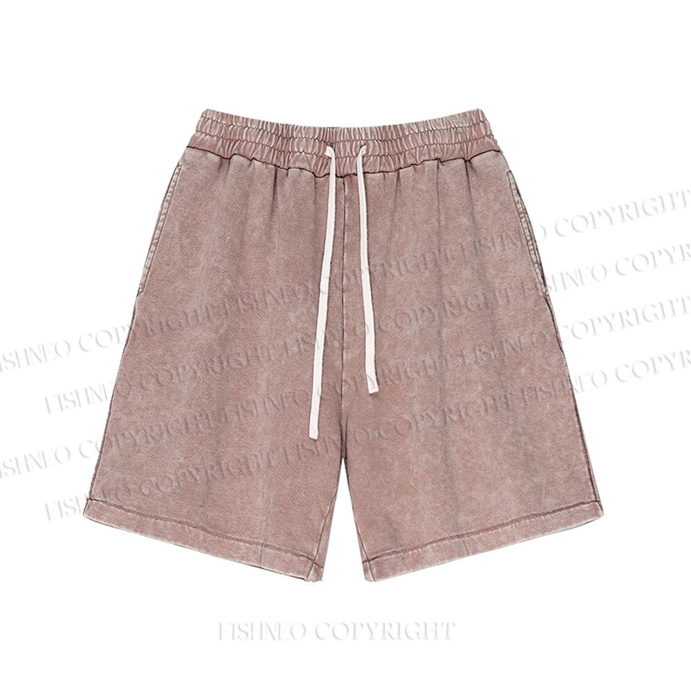 Unisex Solid Color Washed Shorts