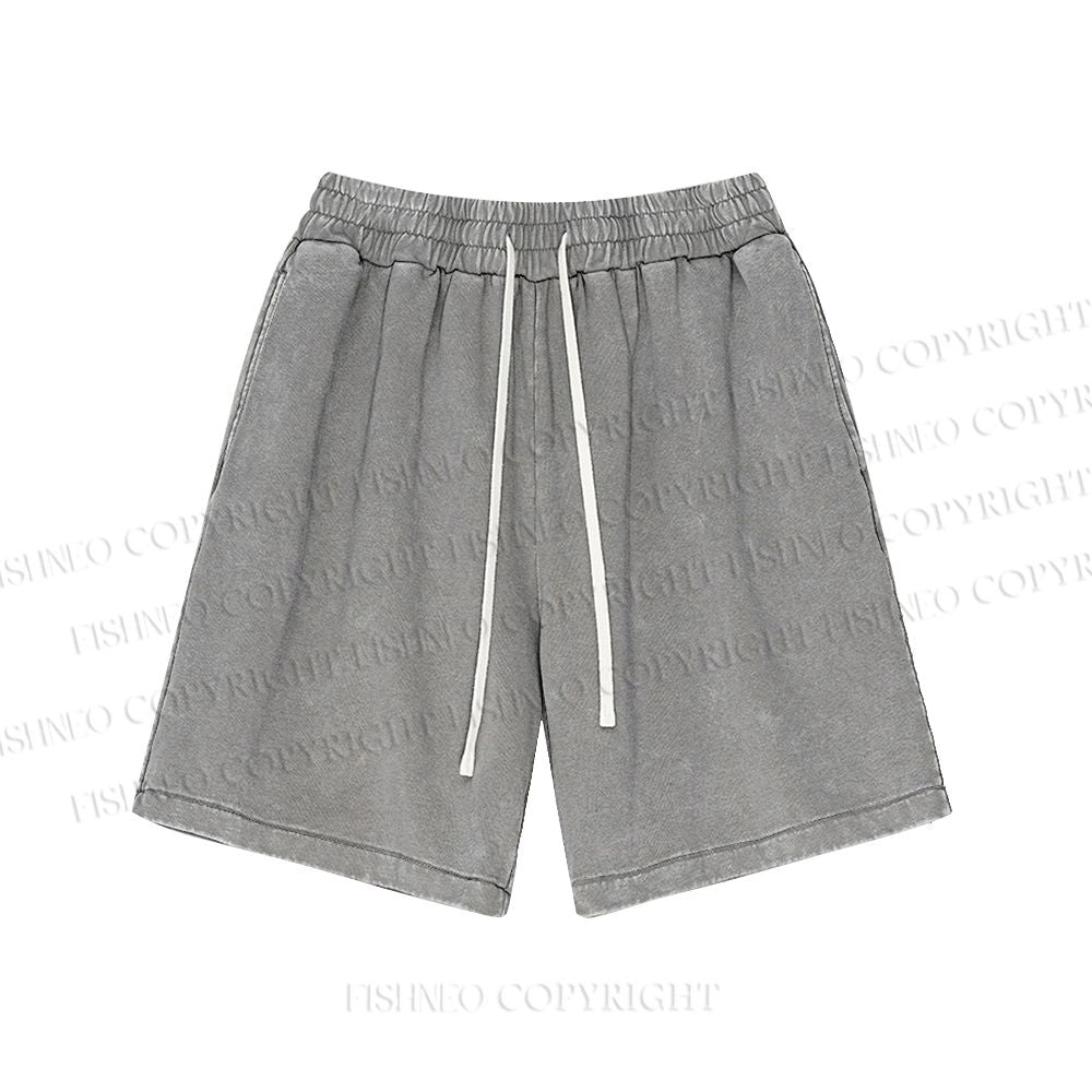 Unisex Solid Color Washed Shorts