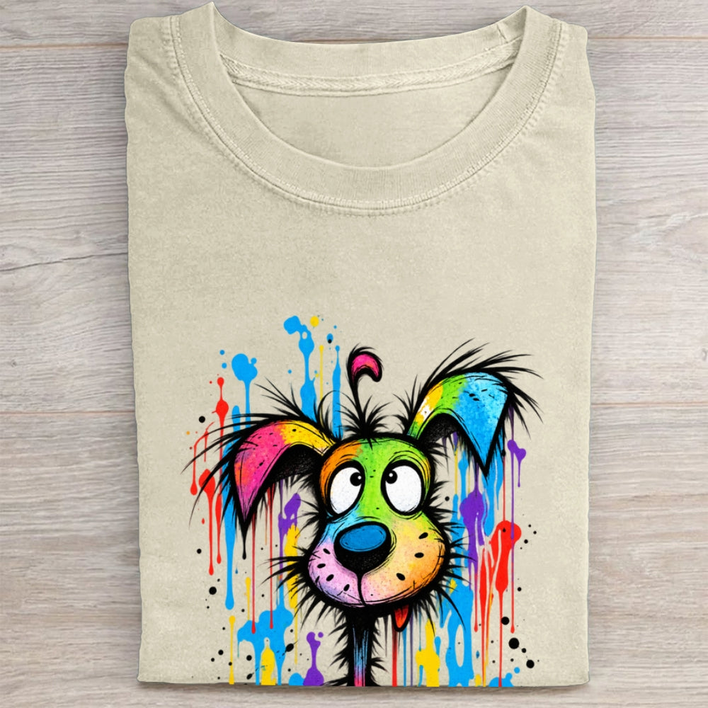 Dog Art Print Casual T-shirt