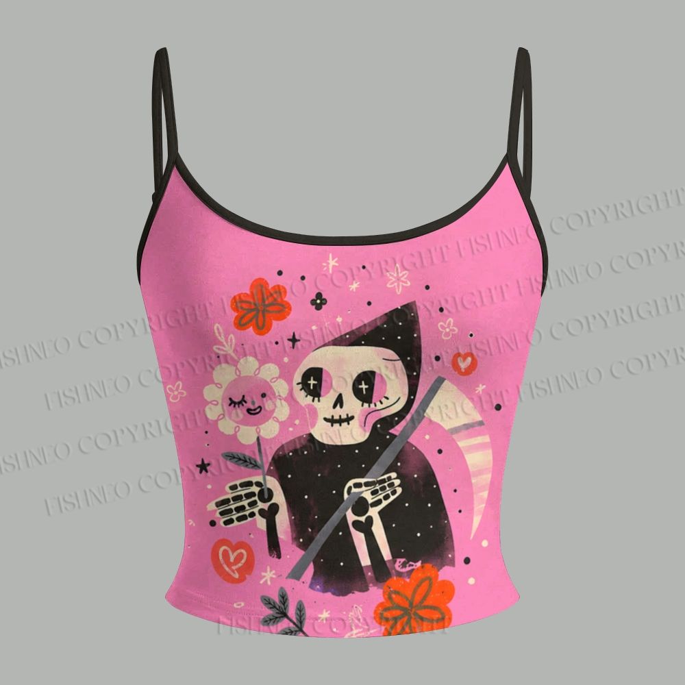 Halloween Sunflower And Grim Reaper Top & Elasticated Trousers Two-Piece Set