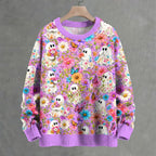Halloween Floral Ghost Crew Neck Sweater