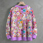 Halloween Floral Ghost Crew Neck Sweater