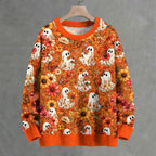 Halloween Floral Ghost Crew Neck Sweater