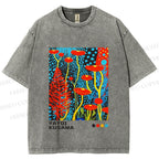 Unisex Yayoi Kusama Mushroom Printed Washed Tee