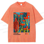 Unisex Yayoi Kusama Mushroom Printed Washed Tee
