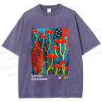 Unisex Yayoi Kusama Mushroom Printed Washed Tee
