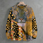 Klimt Lion Art Crew Neck Sweater
