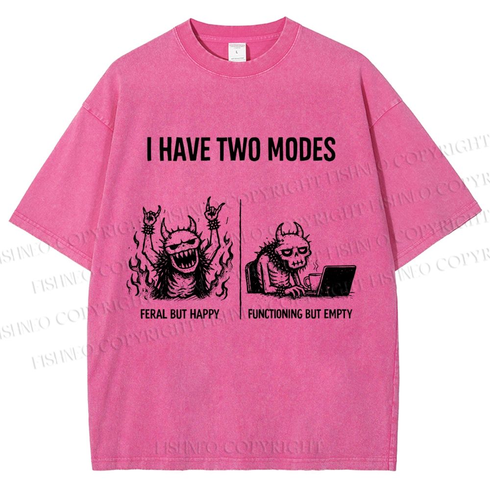 Unisex I Have Two Modes Printed Washed Tee
