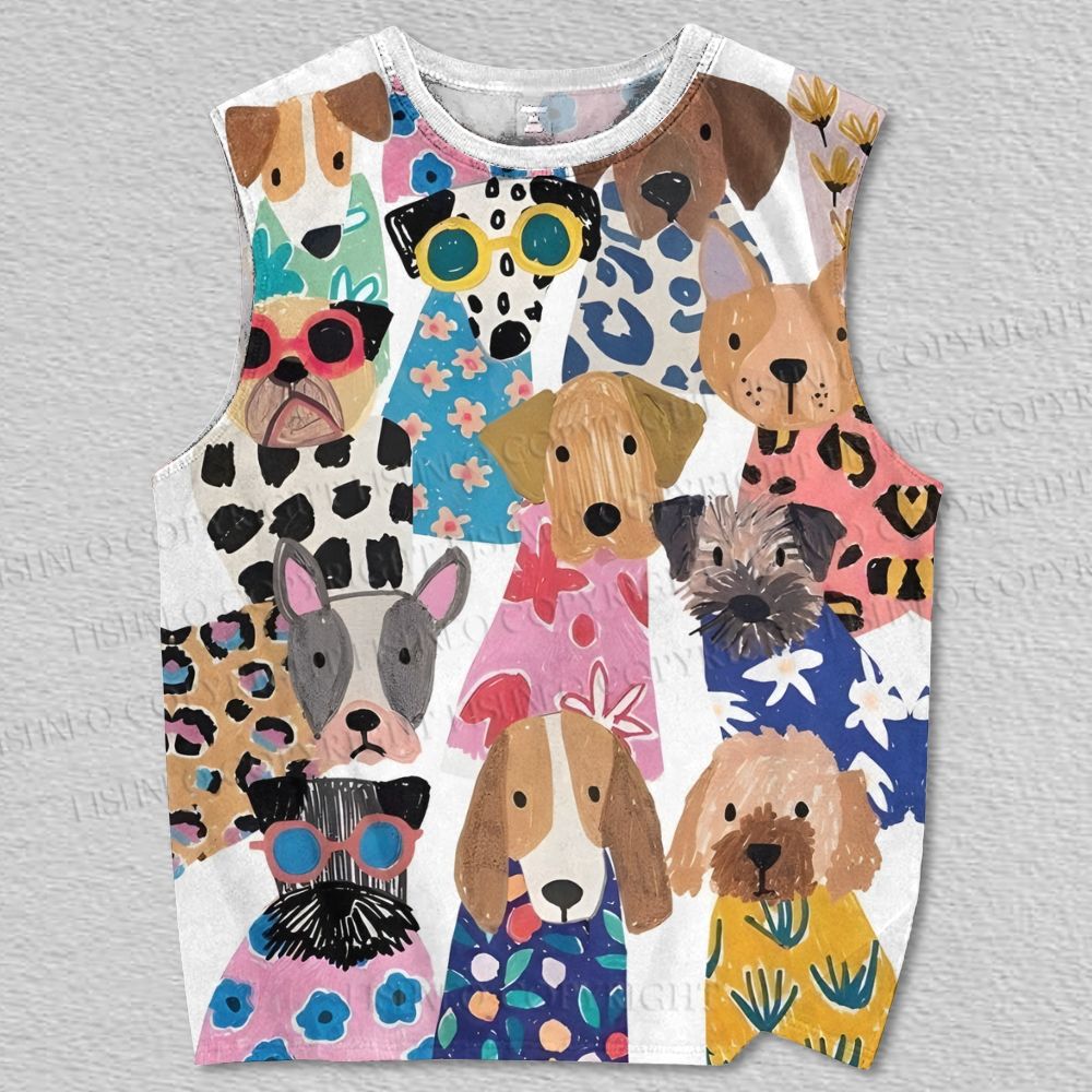 Unisex Dogs Printed Tank Top