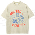 Unisex Good Vibes & Ocean Tides Printed Washed Tee