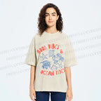 Unisex Good Vibes & Ocean Tides Printed Washed Tee
