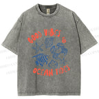 Unisex Good Vibes & Ocean Tides Printed Washed Tee