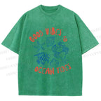 Unisex Good Vibes & Ocean Tides Printed Washed Tee