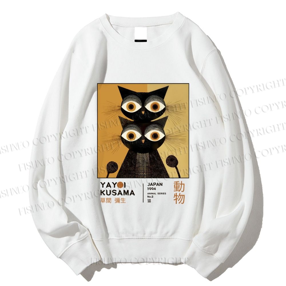 Unisex Yayoi Kusama Black Cat Printed Sweatshirt