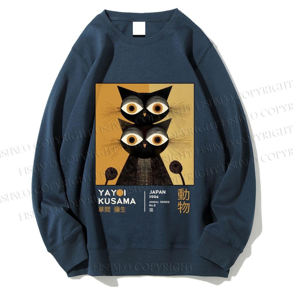 Unisex Yayoi Kusama Black Cat Printed Sweatshirt