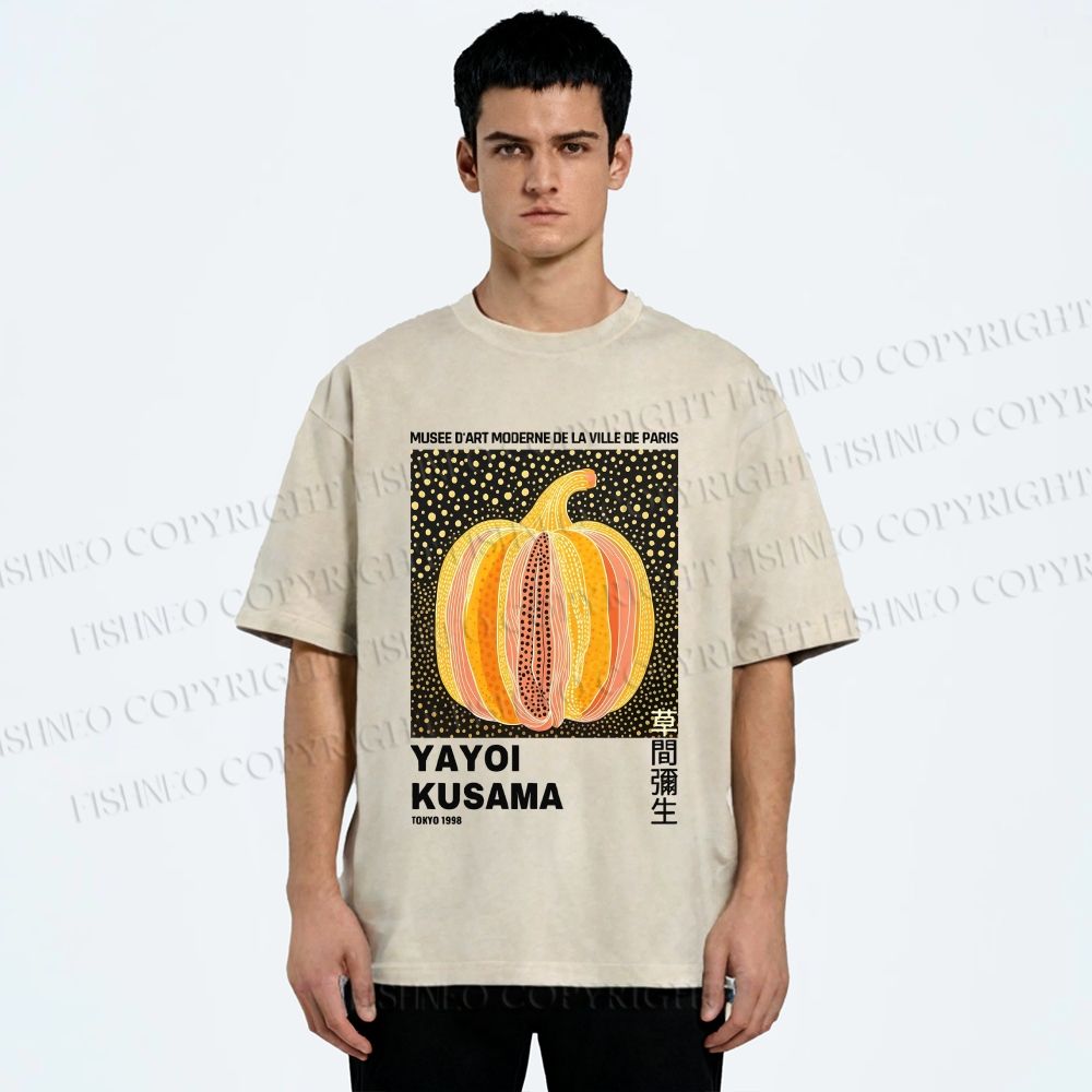 Unisex Yayoi Kusama Pumpkin Printed Washed Tee