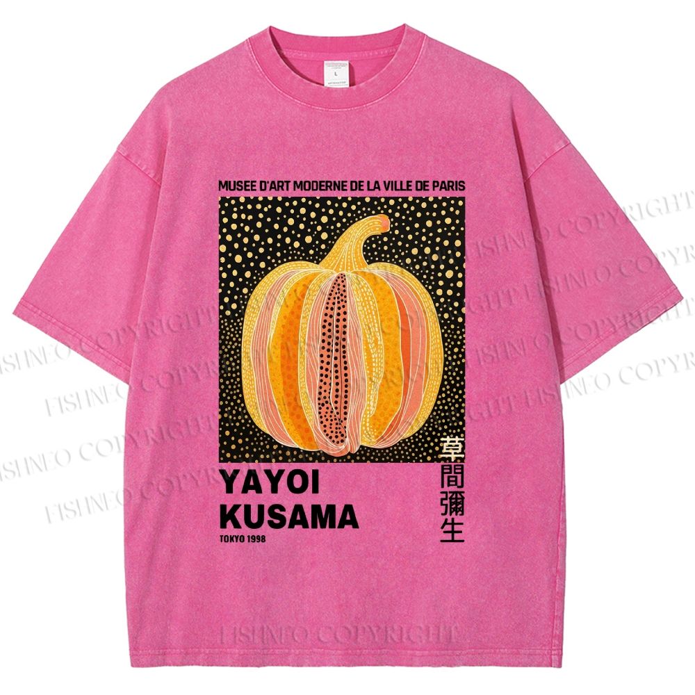 Unisex Yayoi Kusama Pumpkin Printed Washed Tee