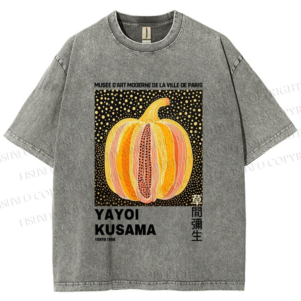 Unisex Yayoi Kusama Pumpkin Printed Washed Tee