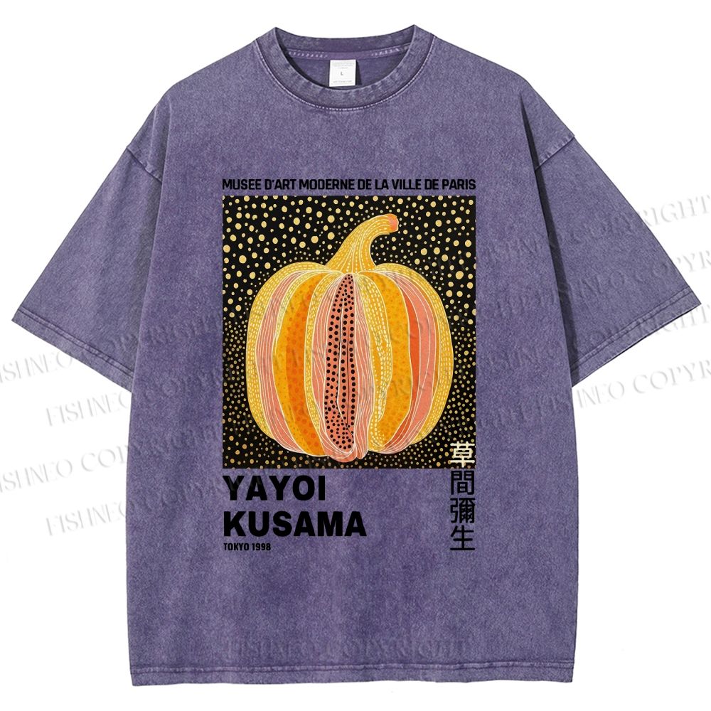 Unisex Yayoi Kusama Pumpkin Printed Washed Tee