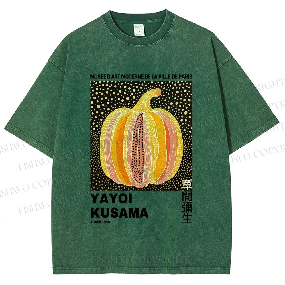 Unisex Yayoi Kusama Pumpkin Printed Washed Tee