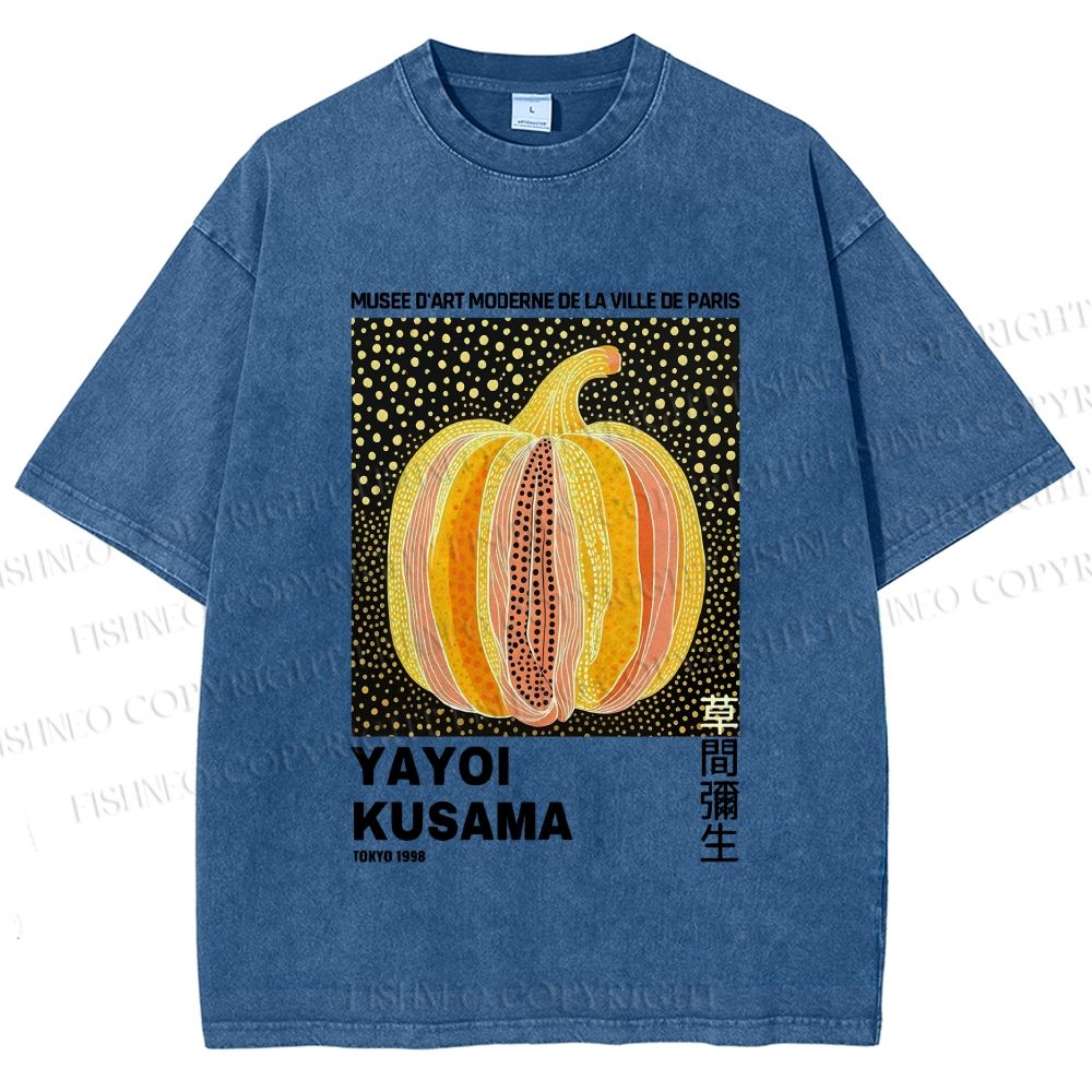 Unisex Yayoi Kusama Pumpkin Printed Washed Tee