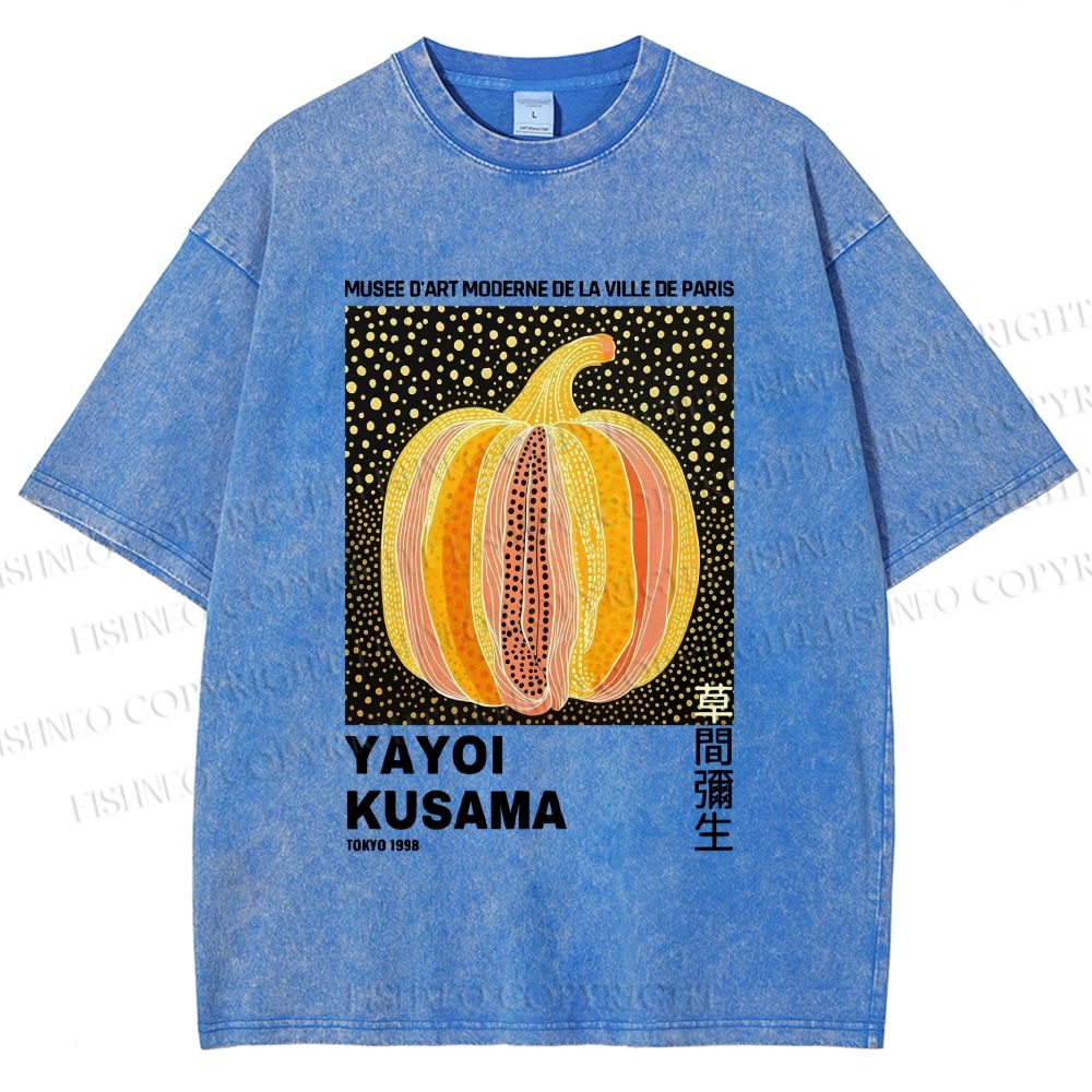 Unisex Yayoi Kusama Pumpkin Printed Washed Tee