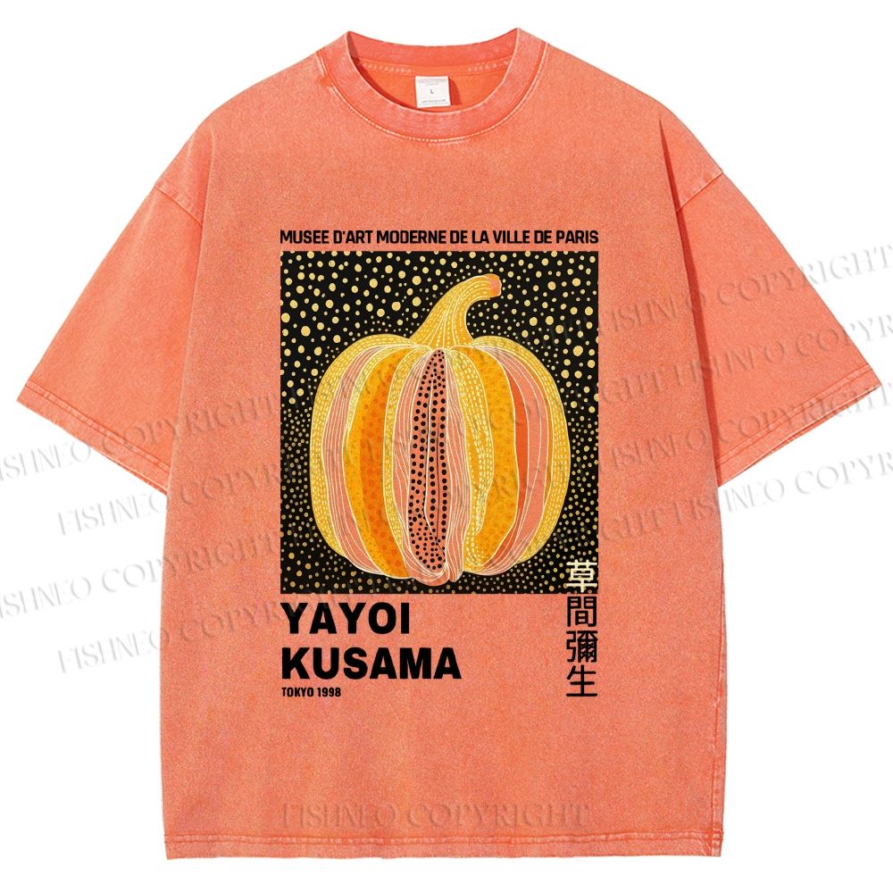 Unisex Yayoi Kusama Pumpkin Printed Washed Tee