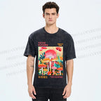 Unisex Yayoi Kusama Mushrooms Printed Washed Tee