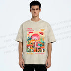 Unisex Yayoi Kusama Mushrooms Printed Washed Tee