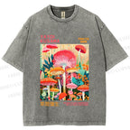 Unisex Yayoi Kusama Mushrooms Printed Washed Tee