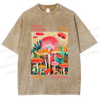 Unisex Yayoi Kusama Mushrooms Printed Washed Tee
